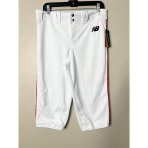 New Balance Mens XL Baseball Pants White Stripe SHORT Knicker Style NB Dry Sport